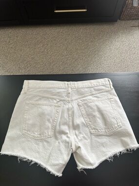 Agolde Long White High-Rise Frayed Denim Shorts